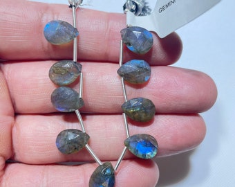 Labradorite Gemstone Beads, 8x11 Almond Shape Briolette To Make Jewelry