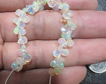 Ethiopian Opal Gemstone Beads, 4x6 mm Almond Shape Briolette. Approx 43 pieces