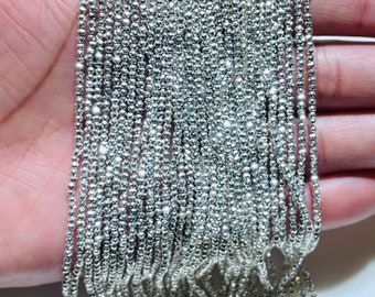 Silver Coated Pyrite Gemstone Beads, 2.25mm Faceted Beads to Make Jewelry