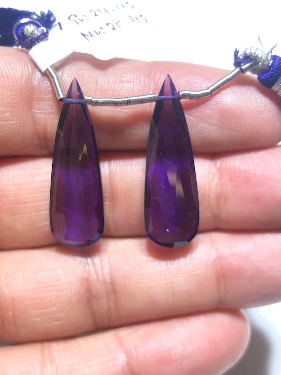 Hydro Amethyst Gemstone Beads Amethyst Briolette Drops to Make Jewelry Faceted Heart Shape Drilled Beads