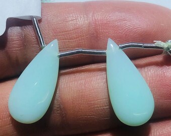 Peruvian Opal Gemstone Beads, 23x10 mm Almond Shape Matched Pair Briolette