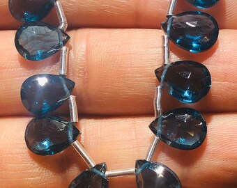 London Blue Quartz Gemstone Beads, 8x11 Almond Shape Briolette to make Jewelry