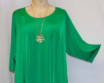 Coco and Juan, Lagenlook Tunic, Plus Size Tunic Top, Asymmetrical Top, Spring Green. Knit, Women’s Tunic Top, Size 2 (fits 3X,4X)  Bust 60"