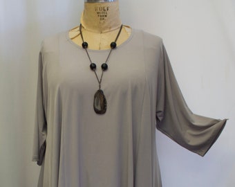 Plus Size Tunic, Women's Tunic Top, Lagenlook, Coco and Juan, Asymmetrical Top, Silver Gray, Traveler Knit,  XL, (fits 14,16) Bust 46"