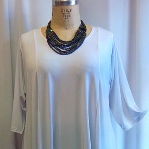 Plus Size Top, Coco and Juan, Plus Size Tunic, Asymmetrical Top, Women&#39;s Top, White, Traveler Knit, Size 1 (fits 1X,2X)   Bust 50 inches