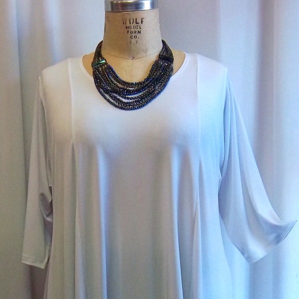 Plus Size Top, Coco and Juan, Plus Size Tunic, Asymmetrical Top, Women's Top, White, Traveler Knit, Size 1 (fits 1X,2X)   Bust 50 inches