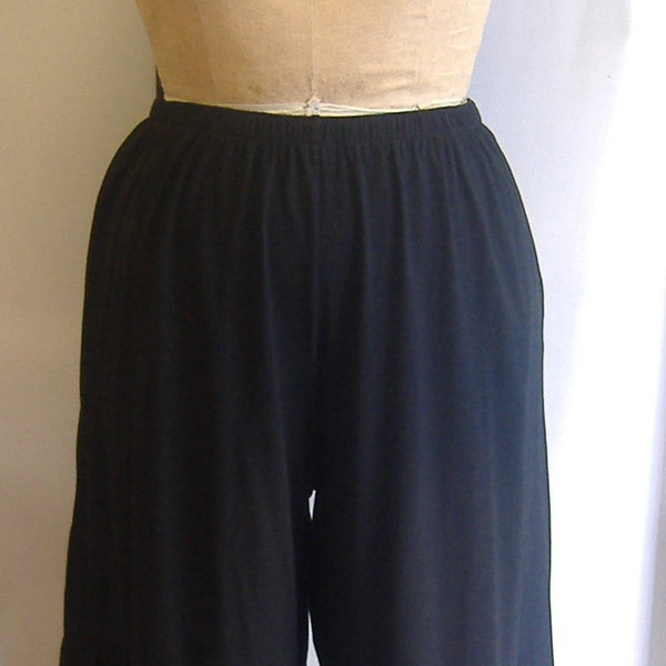 Plus Size Pants, Plus Size Lagenlook, Coco and Juan, Black Cotton Knit Wide Leg Pant, Plus Size 2 fits 3X,4X