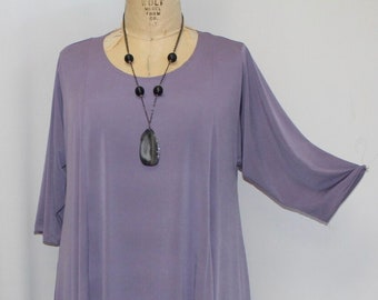 Plus Size Tunic, Coco and Juan, Plus Size Women's Top, Asymmetric Tunic Top, Purple, Polyester, Traveler Knit Size XL fits 14/16 Bust 46"