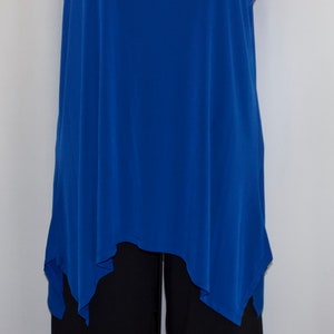 Plus Size Tank, Coco and Juan, Lagenlook, Plus Size Tunic, Sapphire Blue, Traveler Knit, Angled, Tank Top, Size 2 Fits 3X,4X Bust to 60 image 2