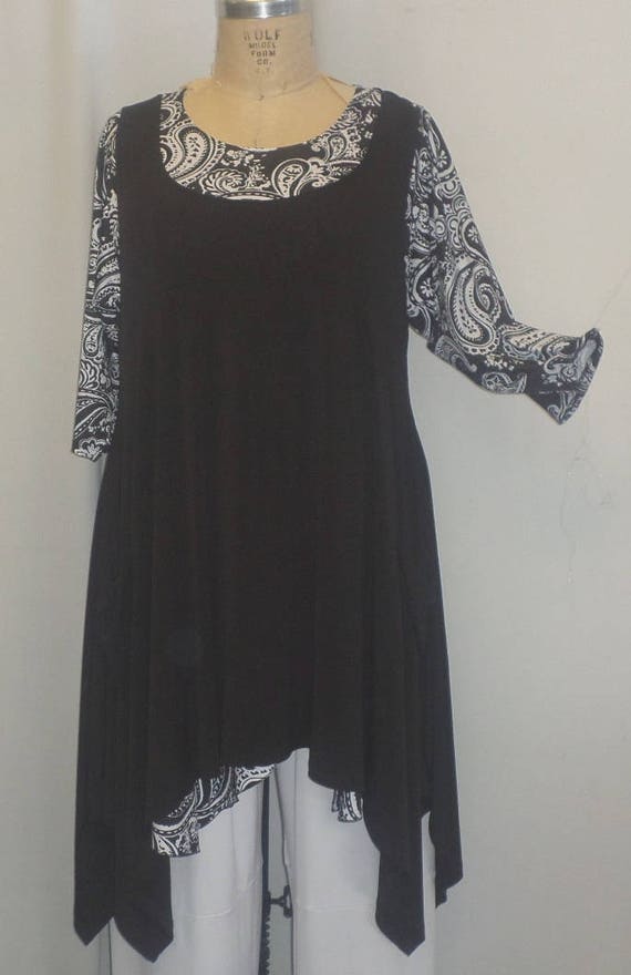 Plus Size Tunic Gold Black Sweater Knit size 1 fits 1X2X Coco and Juan bust 50 Plus Size Top Lagenlook Tunic Top Women/'s Jumper