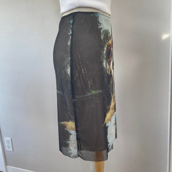Printed Mesh Midi Skirt, Gilded Age French Painti… - image 4