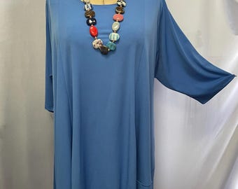 Plus Size Tunic, Coco and Juan, Lagenlook, Plus Size Top. Asymmetric, Women's Tunic Top, Sky Blue, Knit Size 2 (fits 3X,4X)  Bust 60"