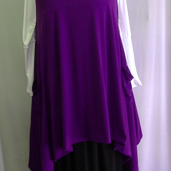 Coco and Juan Plus Size Top Lagenlook Layering Tunic Top Purple Traveler  Knit Size 1 Fits 1X,2X  Bust  to 51 inches