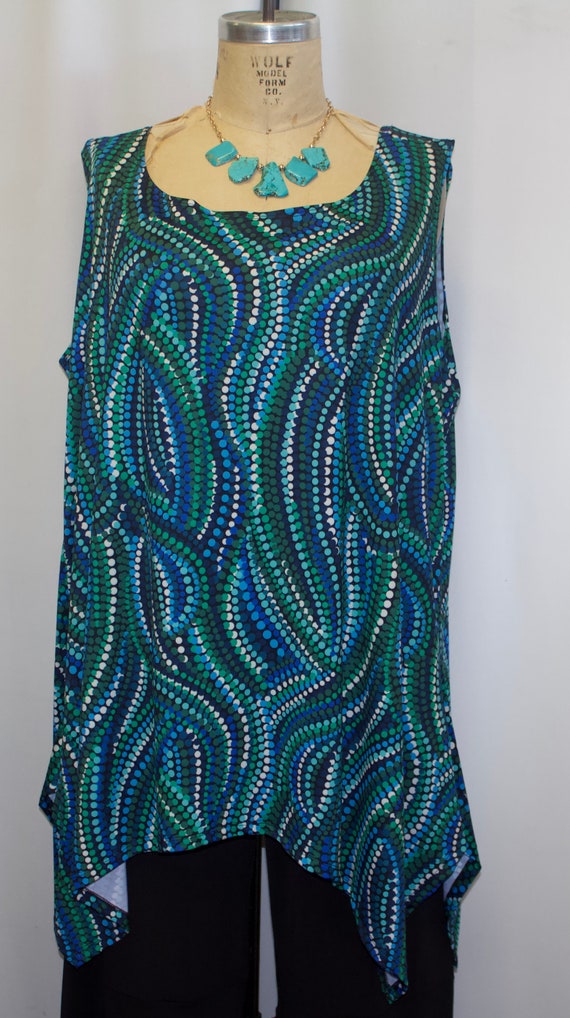 Coco /& Juan Lagenlook Blue Turquoise Plus Size Tunic Plus Size Tank 3X 4X B60/"