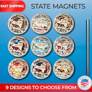 New York State Magnetic Fridge Magnet, Travel Souvenir, Intricate State Icon Design, Unique Travel Gift, Handcrafted Gift For Home & Kitchen
