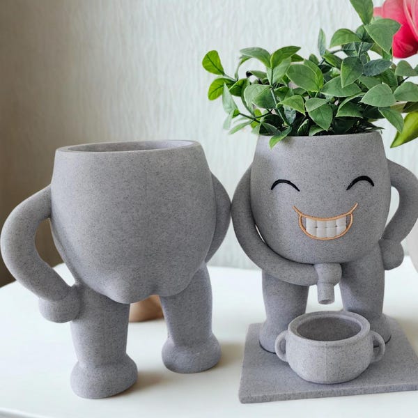 Pee Man Succulent Planter | 3D Printed With Marble PLA Plastic | Quirky Plant Pot |  Funny Succulent Pot | Sassy Planter Silly Planter Gift