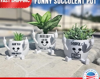 Maceta para suculentas con frases ingeniosas / Impresión 3D / Maceta original / Maceta atrevida / Maceta con actitud / Regalo para amantes de las plantas