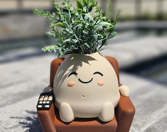 Bonita maceta suculenta kawaii para sofá / Regalo de decoración kawaii para el hogar / Regalo para un amigo perezoso / Maceta pequeña y divertida / Regalo divertido de cumpleaños