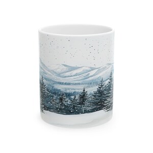 Winter Mountain Landscape Ceramic Mug: Cozy Holiday Decor (11oz or 15oz)