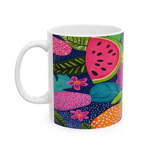 Tropische Vibes Keramiktasse, bunte Sommertasse für Kaffee oder Tee, perfektes Geschenk für Gärtner, Einweihungsparty, Muttertag, umweltfreundlich