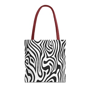 Stylish Black and White Abstract Tote Bag, Eco-Friendly Shopping, Beach, Gym, Travel, Everyday Use