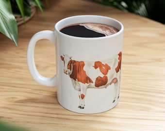 Taza de cerámica con estampado de vaca: decoración de cocina rústica