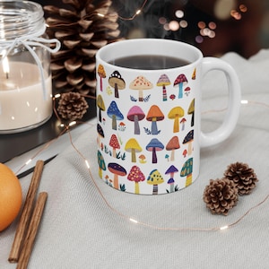 Mushroom Ceramic Mug, Fun Coffee Cup, Unique Gift for Nature Lovers, Colorful Home Decor, Perfect for Fall Celebrations