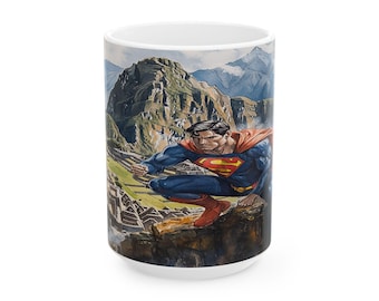 Taza de cerámica de superhéroe: Arte de cómic, utensilios de cocina geek