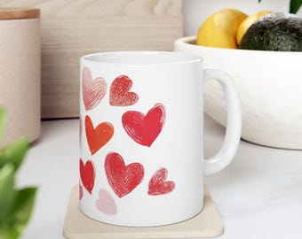 Heart Ceramic Coffee Mug, Couples Gift, Valentine's Day Drinkware
