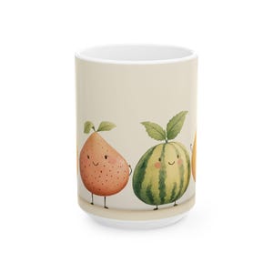 Cute Fruit Ceramic Mug, Fruit Cup for Kitchen, Gift for Fruit Lovers, Adorable Coffee Mug, Fun Drinkware for Any Occasion