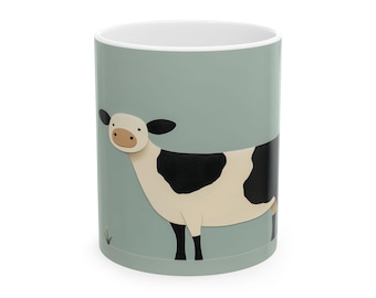 Cute Cow Ceramic Coffee Mug, Farmhouse Kitchen Decor
