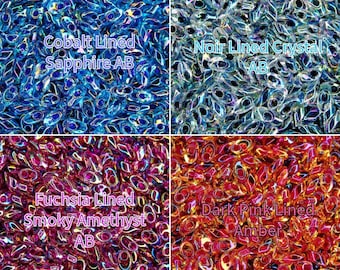 MIYUKI Long Magatama Beads Lined Colours | Noir Lined Crystal AB | Lma 283 | Lma 353 | Lma 2170 | Lma 363 | Petal Beads | Beads UK