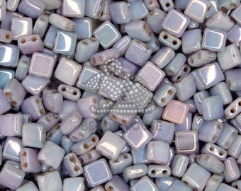 CzechMates TILE Beads LE02010 Luster Metallic Amethyst | Square Beads | Two-hole Beads | CzechMates Tila Beads | Jewllery Making | Beads UK