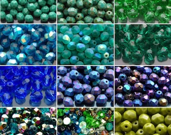 50 Czech Fire Polished Beads 6mm | Natural Colors, Barrel Beads