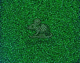 11/0 TOHO Seed Beads 7B Transparent Grass Green | Jewellery Making | High Quality Beads | TOHO Rocailles | TR-11-7B | Beads Uk