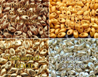 MIYUKI Long Magatama Beads Galvanized | Duracoat Galvanized Gold Silver | Lma 1052 | Lma 4201 | Petal Beads | Beads UK