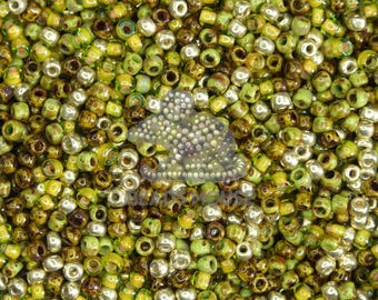 6/0 TOHO Seed Beads MIX 01 Yellow Moss Picasso | Jewellery Making | High Quality Beads | Toho Rocailles  | Beads Uk
