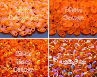 MIYUKI Long Magatama Beads Orange | Lma 138F | Lma 253 Orange AB | Orange Beads | Frosted Beads | Petal Beads | Beads UK