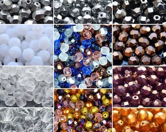 Czech Fire Polished Beads 6mm | Neutral Color Barrel Beads, Jewelry Making