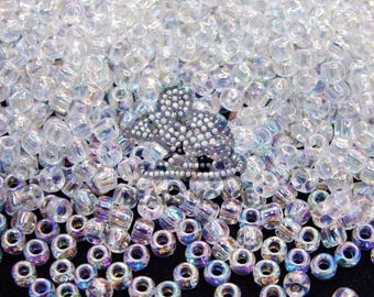 8/0 TOHO Seed Beads 161 Transparent Crystal Rainbow | Jewellery Making | High Quality Beads | TOHO Rocailles | Beads Uk