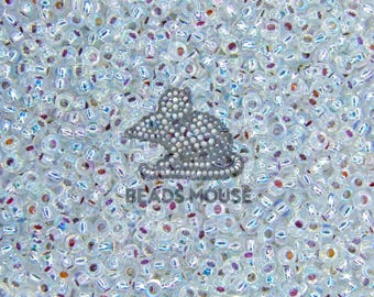 8/0 MIYUKI Beads 91001 Crystal AB | Rainbow Beads | Rocailles | Jewellery Making Beads UK