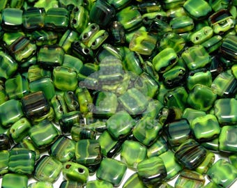 CzechMates TILE Beads 26807 Opaque Yellow JET | Square Beads | Two-hole Beads | CzechMates Tila Beads | Jewllery Making | Beads UK