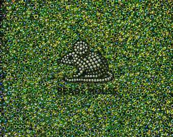 11/0 TOHO Seed Beads 1829 Inside Color Rainbow Jonquil Forest Green Lined | Jewellery Making | TR-11-1829 | TOHO Rocailles | Beads Uk
