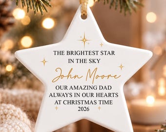 Personalized Memorial Christmas Ornament, In Loving Memory Star Ornament, Bereavement Keepsake