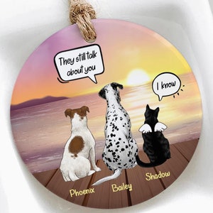 Eles ainda falam sobre você Ornamento de Natal para cachorro Presente personalizado em memória de cachorro para perda de cachorro Ornamento memorial personalizado para árvore de Natal Decoração