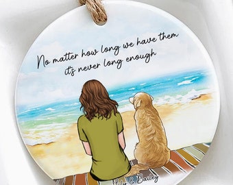 Dog And Mom Ornament Girl And Dog Portrait Personalized Memorial Gift For Dog Mom Ornament Custom Dog Portrait Christmas Ornament Decoration