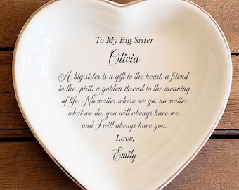 Personalized Big Sister Jewelry Dish • Custom Sister Ring Dish • Big Sister Gift • Ceramic Keepsake • Birthday Gift for Sister