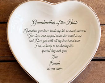 Personalized Grandmother of the Bride Jewelry Dish • Grandma Wedding Gift • Ceramic Ring Dish • Bridal Keepsake • Custom Trinket Dish