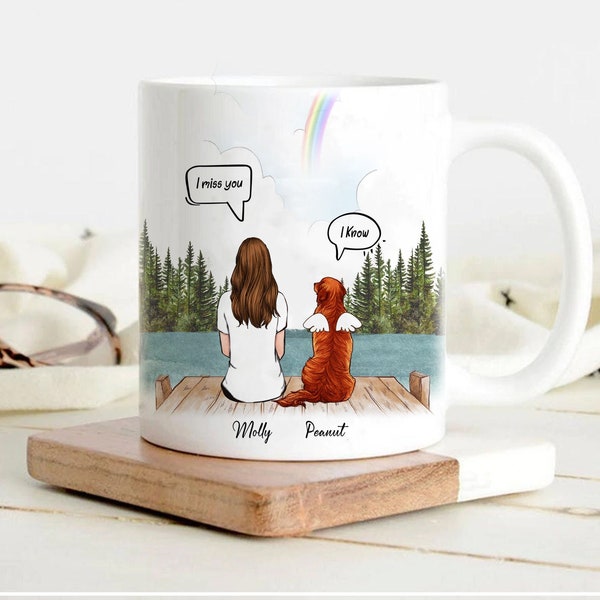 Dog And Mom Mug Owner And Pet Memorial Gift Custom Dog Portrait Personalized Dog Memorial Gift For Dog Mom Mug Loss Of Dog Passed Over Gifts