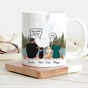 Parents And Dog Mug Family With Kids Personalized Dog Memorial Gift For Dog Mom And Dog Dad Custom Dog Portrait Loss Of Dog Family Portrait